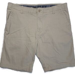 Iron Co. Flex Mens 38 Shorts Chino Beige Stretch Comfort Waist 10" Inseam